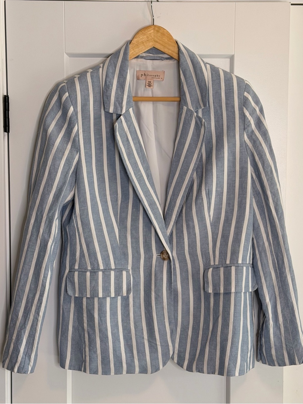 💚2 for 60- Philosophy Blue and White Vertical Stripe Blazer